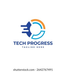 tech progress solution logo design creative modern minimal concept