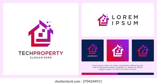 Tech property logo design abstract house