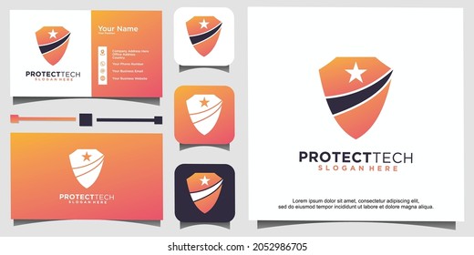 diseño del logotipo de la estrella de protección de tecnología
