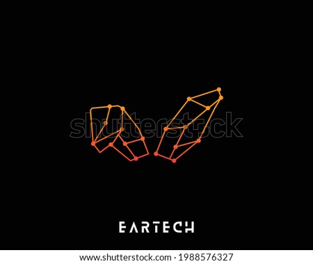 Tech Rabbit Ears Logo. Geometric Futuristic Symbol