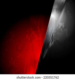 Tech red and black contrast background. Vector design