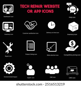 Tech repair website and app icons editable 
