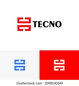 Tech robotic logo design concept. System company brand logomark illustration. Can representing crypto, metaverse, network, cloud, code, blockchain.