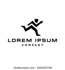 Tech Run person Icon digital data diagram Logo icon Design Element with static concept illustration