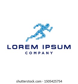 Tech Run person Icon digital data diagram Logo icon Design Element with static concept illustration