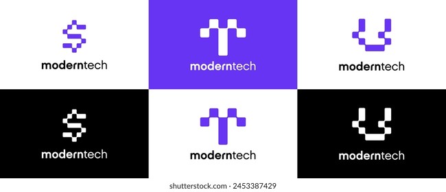 tech S, T, U Letter Logo icon, network tech