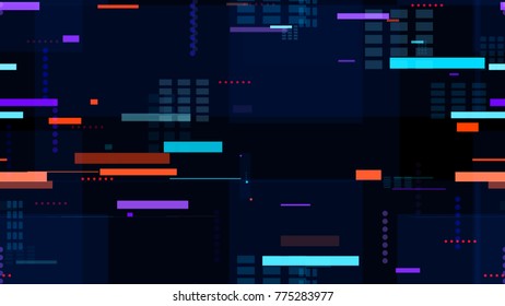 Tech Seamless Pattern with Bright Speed Lines. Abstract Night City Background with Traffic Car Lights. Seamless Pattern with Light Trails. Cover Futuristic Night Road Texture.