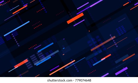 Tech Seamless Pattern with Bright Speed Lines. Abstract Night City Background with Traffic Car Lights. Hi Tech Pattern with Light Trails. Screen Futuristic Night Road Texture.