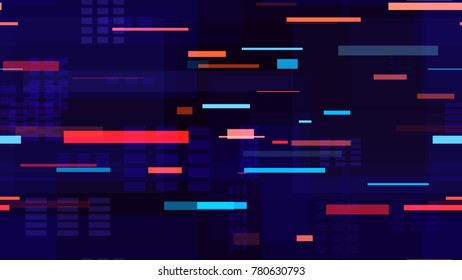 Tech Seamless Pattern with Bright Speed Lines. Abstract Night City Background with Traffic Car Lights. Seamless Pattern with Neon Lights. Screen Futuristic Night Road Texture.