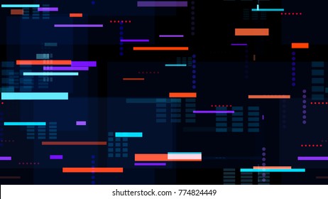 Tech Seamless Texture with Moving Fast Neon Stripes. Night Urban Streets Background with Bright Traffic Car Lights. Print Design Pattern with Neon Lights. Fashion Futuristic Night Road Texture.