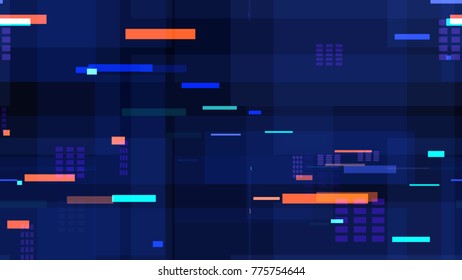 Tech Seamless Texture with Moving Fast Neon Stripes. Night Urban Streets Background with Bright Traffic Car Lights. Print Design Pattern with Light Trails. Screen Futuristic Night Road Texture.