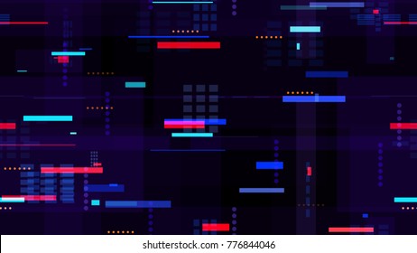 Tech Seamless Texture with Moving Fast Neon Stripes. Abstract Night City Background with Traffic Car Lights. Hi Tech Pattern with Light Trails. Cover Futuristic Night Road Texture.