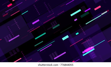Tech Seamless Texture with Moving Fast Neon Stripes. Night Urban Streets Background with Bright Traffic Car Lights. Print Design Pattern with Neon Lights. Screen Futuristic Night Road Texture.