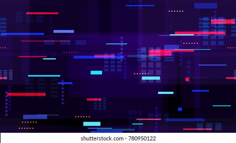 Tech Seamless Texture with Moving Fast Neon Stripes. Night Urban Streets Background with Bright Traffic Car Lights. Hi Tech Pattern with Light Traces. Fashion Futuristic Night Road Texture.