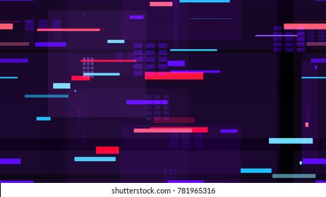 Tech Seamless Texture with Moving Fast Neon Stripes. Abstract Night City Background with Traffic Car Lights. Print Design Pattern with Light Trails. Fashion Futuristic Night Road Texture.