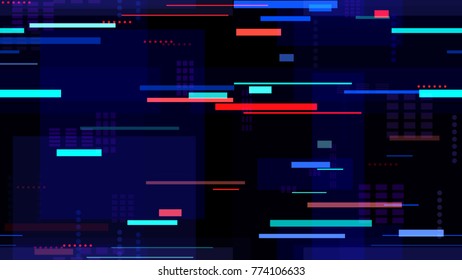 Tech Seamless Texture with Neon Rays and Stripes. Night Urban Streets Background with Bright Traffic Car Lights. Hi Tech Pattern with Light Traces. Fashion Futuristic Night Road Texture.