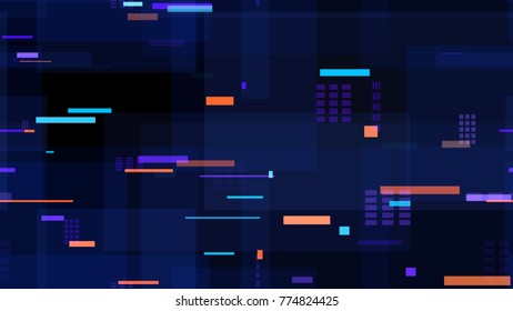 Tech Seamless Texture with Neon Rays and Stripes. Abstract Night City Background with Traffic Car Lights. Print Design Pattern with Light Traces. Cover Futuristic Night Road Texture.