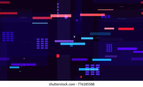 Tech Seamless Texture with Neon Rays and Stripes. Night Urban Streets Background with Bright Traffic Car Lights. Seamless Pattern with Neon Lights. Screen Futuristic Night Road Texture.