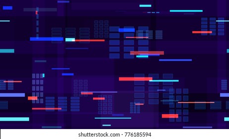 Tech Seamless Texture with Neon Rays and Stripes. Abstract Night City Background with Traffic Car Lights. Hi Tech Pattern with Light Traces. Cover Futuristic Night Road Texture.