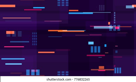 Tech Seamless Texture with Neon Rays and Stripes. Abstract Night City Background with Traffic Car Lights. Hi Tech Pattern with Neon Lights. Cover Futuristic Night Road Texture.