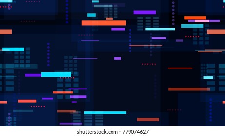 Tech Seamless Texture with Neon Rays and Stripes. Abstract Night City Background with Traffic Car Lights. Seamless Pattern with Light Trails. Screen Futuristic Night Road Texture.