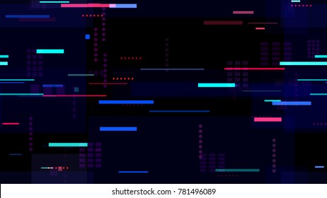 Tech Seamless Texture with Neon Rays and Stripes. Night Urban Streets Background with Bright Traffic Car Lights. Print Design Pattern with Neon Lights. Screen Futuristic Night Road Texture.