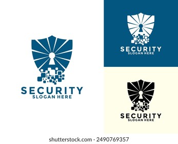 Tech Secure and Protection Logo Vector Template, Tech Cyber Security Shield logo design with modern concept