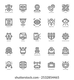 Pacote de ícone do Serviço Técnico para seu site, celular, apresentação e design de logotipo. Ícone do Tech Service esboça o projeto. Ilustração de gráficos vetoriais e traçado editável.