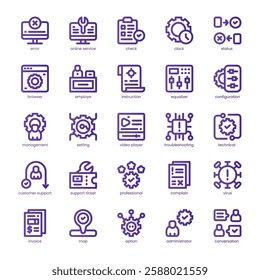 Tech Service Icon pack for your website, mobile, presentation, and logo design. Tech Service Icon basic line gradient design. Vector graphics illustration and editable stroke.