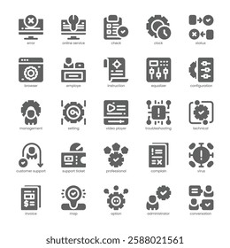 Tech Service Icon pack for your website, mobile, presentation, and logo design. Tech Service Icon glyph design. Vector graphics illustration and editable stroke.