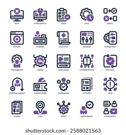 Tech Service Icon pack for your website, mobile, presentation, and logo design. Tech Service Icon dual tone design. Vector graphics illustration and editable stroke.