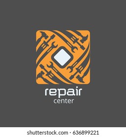 Tech Service Repair Simple Logo Design Template