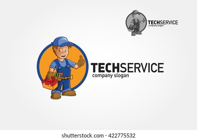 Tech Service Vector Logo Illustration. Handyman Services logo template 2.0 for Your Company.