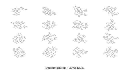 Tech Shape Geometric Lines Design Element Vector Set Illustration