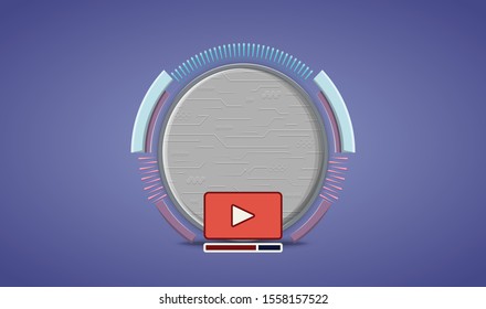 tech shaped 3d badge logo for video channel profile