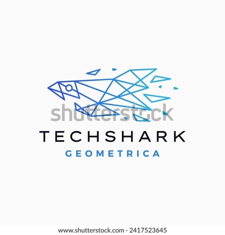 Tech Shark Geometric polygonal logo vector icon illustration