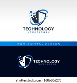 Tech Shield Logo Template Design Vector, Emblem, Design Concept, Creative Symbol, Icon