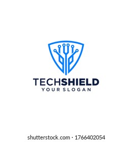 Tech Shield Logo Template Design Vector, Emblem, Design Concept, Creative Symbol, Icon