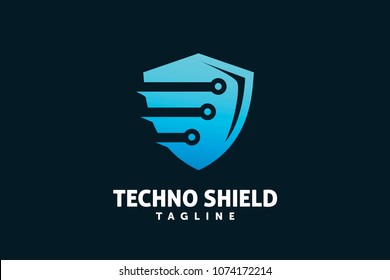 tech shield security logo design template element