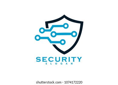 tech shield security logo design template element