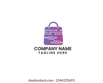 Tech shop. Technology shop logo design. company. Market. Technology logo. Business. Shopping. Creative design. Bag vector