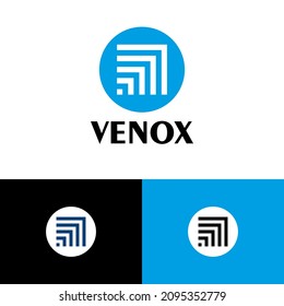 Tech signal logo design concept. Wave company brand logomark illustration. Can representing vpn, connect, security, data, cyber.