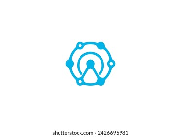 diseño de logotipo de señal tecnológica, tecnología de conexión de datos de globo plantilla de símbolo de icono