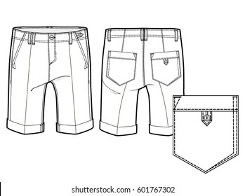 Tech sketch of knee-length shorts