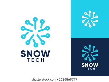 tech snowflake logo design. conditioning cooling hvac symbol icon vector