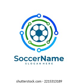 Tech Soccer logo template, Football Tech logo design vector