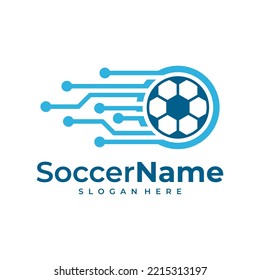 Tech Soccer logo template, Football Tech logo design vector