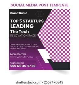 Tech social media post template. free vector.