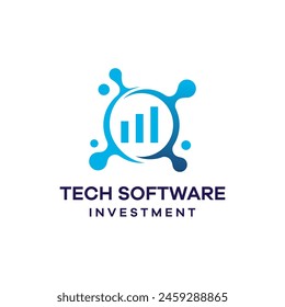 Inversión de software de tecnología, gráficos digitales planos lineales de sombra larga icono del logotipo. Análisis. Estadísticas. Símbolo de línea de Vector Pro Vector.
