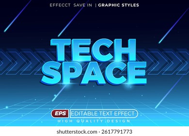 Tech Space Editable Text Effect – Futuristic Blue Neon Style with Digital Background